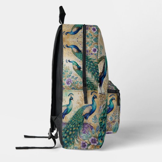 Paisley Peacock Floral Waterverf Bedrukte Rugzak (Links)