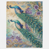 Paisley Peacock Floral Waterverf Fleece Deken (Voorkant)