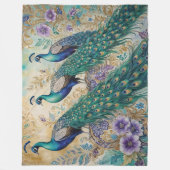 Paisley Peacock Floral Waterverf Fleece Deken (Voorkant)