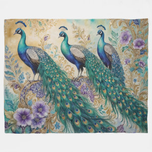 Paisley Peacock Floral Waterverf Fleece Deken