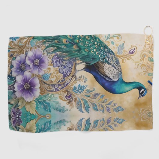 Paisley Peacock Floral Waterverf Golfhanddoek (Horizontaal)