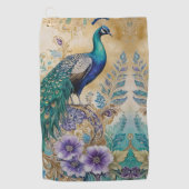 Paisley Peacock Floral Waterverf Golfhanddoek (Voorkant)