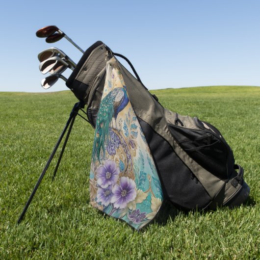 Paisley Peacock Floral Waterverf Golfhanddoek (Groen)