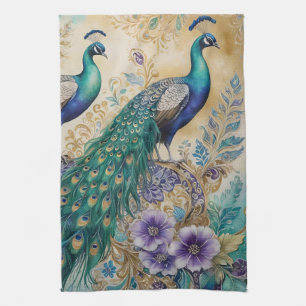 Paisley Peacock Floral Waterverf Theedoek
