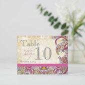  Paisley Peacock Gold Wedding Table Number Briefkaart (Staand voorkant)