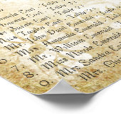 Paisley Peacock Paars Gold Wedding Seating Chart Poster (Hoek)