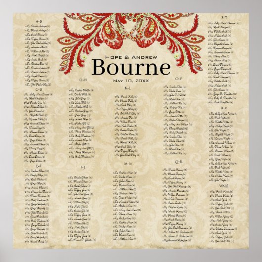 Paisley Peacock Red Earth Deze avond 200 gasten Poster (Voorkant)