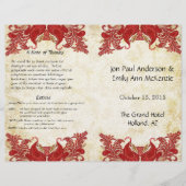  Paisley Peacock Red Wedding Programme (Voorkant)