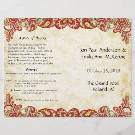 Paisley Peacock Red Wedding Programme