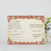  Paisley Peacock Red Wedding Programme (Staand voorkant)