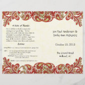  Paisley Peacock Red Wedding Programme (Voorkant)