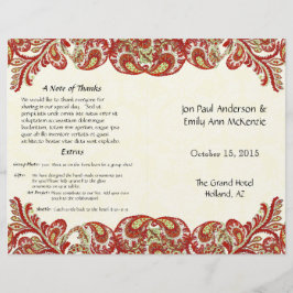 Paisley Peacock Red Wedding Programme