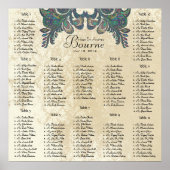 Paisley Peacock Zitkaart 12 Tafels Poster (Voorkant)