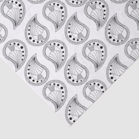 Paisley Petal Rhythm black lines Tissuepapier (Detail)