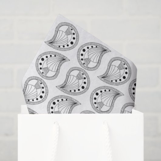 Paisley Petal Rhythm black lines Tissuepapier (Cadeauzakje)