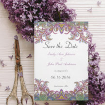 Paisley Pink en Green Wedding Invites