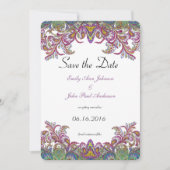 Paisley Pink en Green Wedding Invites Kaart (Voorkant)