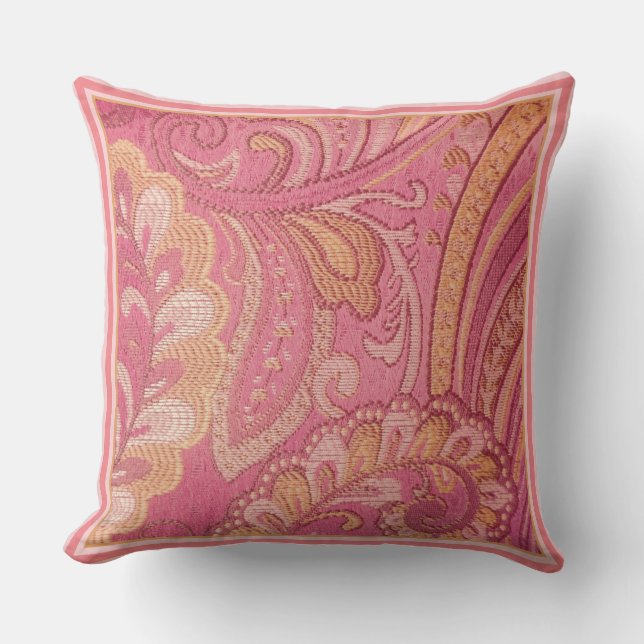 Paisley Pink en Oranje Pillow Kussen (Voorkant)