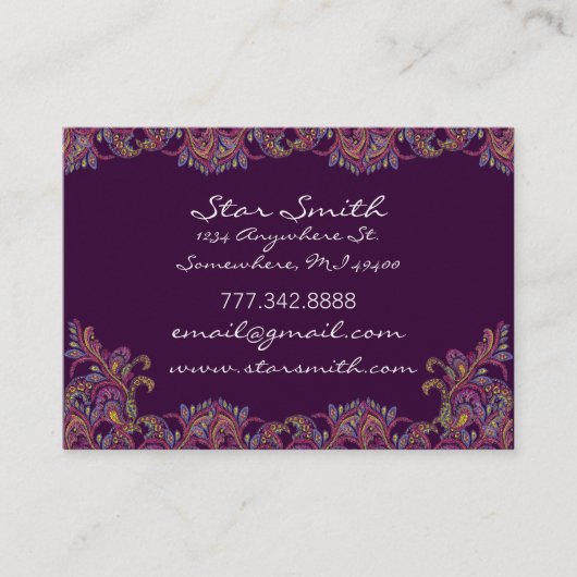  Paisley Pink en Raspberry Visitekaartje (Voorkant)