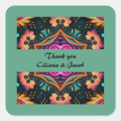 Paisley Pink Floral dank u Vierkante Sticker (Voorkant)