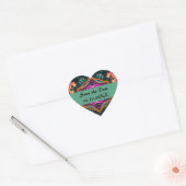 Paisley Pink Floral Sla de datum op Hart Sticker (Envelop)