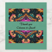 Paisley Pink Floral Sla de datum op Wijn Etiket (Enkel label)