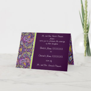 Paisley Plum Eggplant Limoen Wedding Invitation