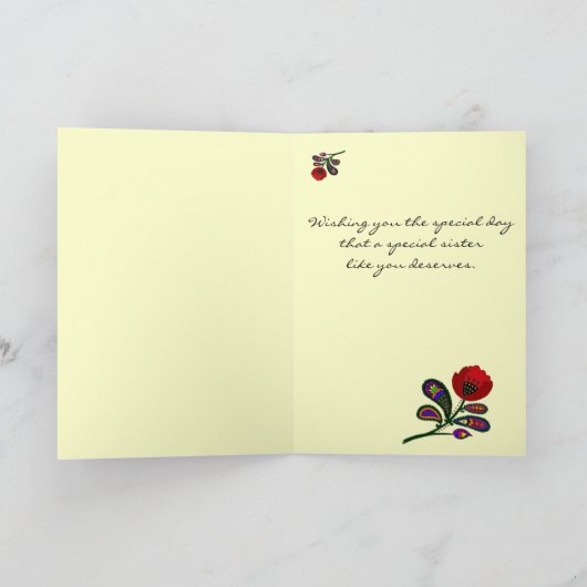 Paisley Poppy Oekrainian Folk Art Kaart (Binnen)