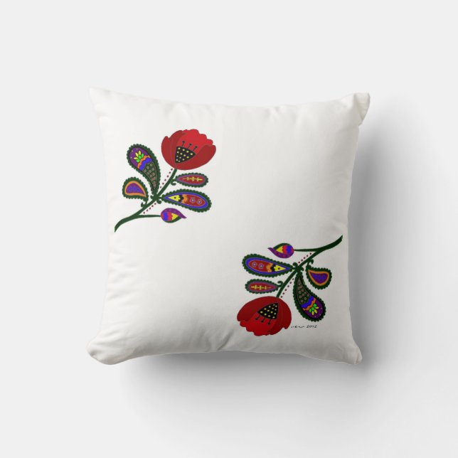 Paisley Poppy Ukraine Folk Art Kussen (Voorkant)