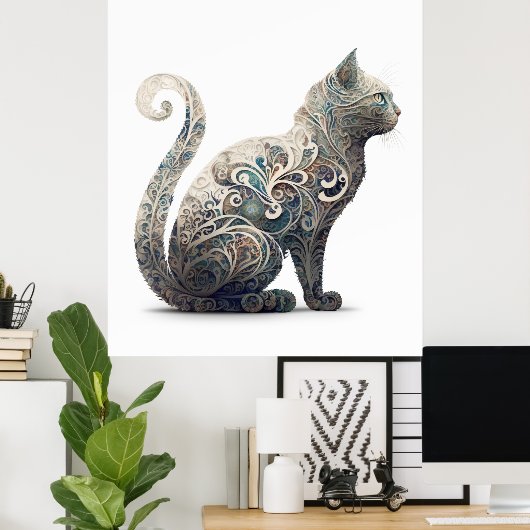 Paisley Profile Cat Poster (Thuiskantoor)