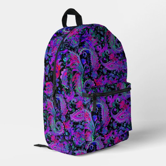 Paisley Psychedelisch Bedrukte Rugzak (Achterkant Hoek Links)
