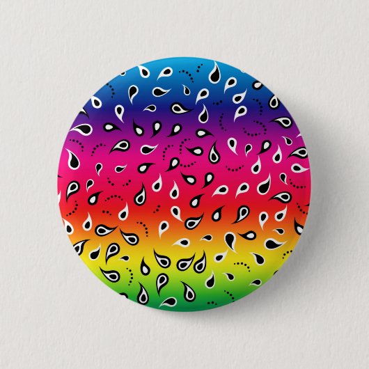 Paisley Rainbow Ronde Button 5,7 Cm (Voorkant)