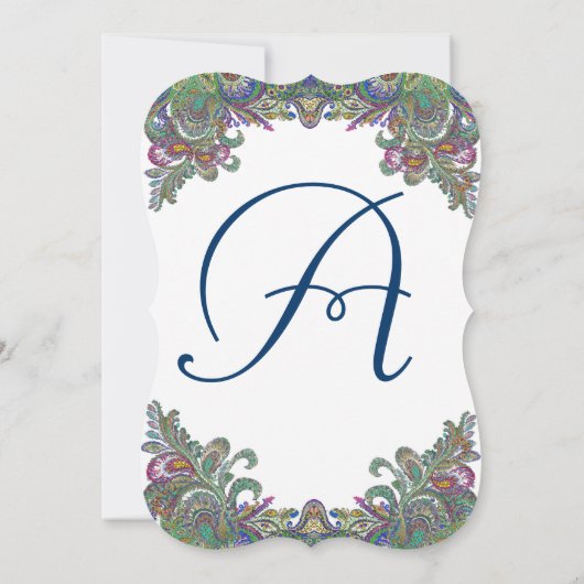 Paisley Raspberry en Green Peacock Colors Kaart (Achterkant)