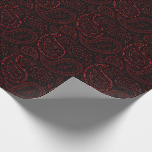 Paisley Red op zwart omslagpapier Cadeaupapier (Hoek)