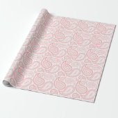 Paisley Red over wit omslagpapier Cadeaupapier (Uitgerold)