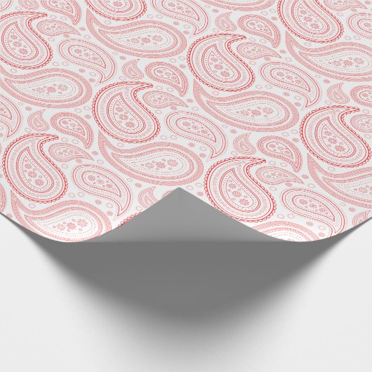 Paisley Red over wit omslagpapier Cadeaupapier (Hoek)