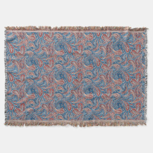 Paisley Red, White en Blue Faux Denim Deken
