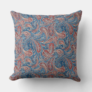 Paisley Red, White en Blue Faux Denim Kussen