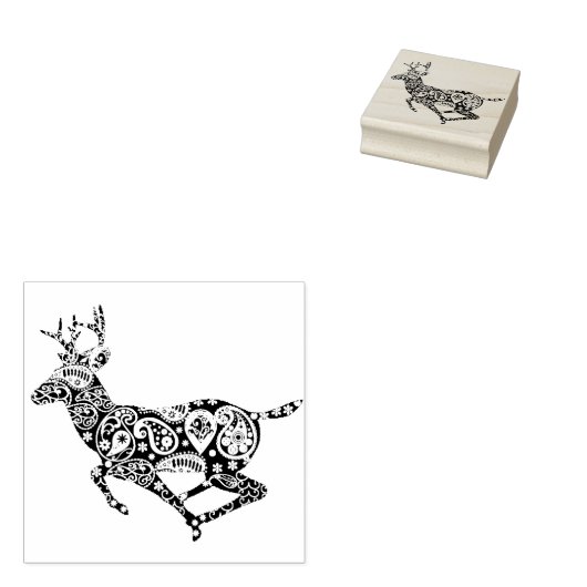 Paisley Rendier - Kerstmis Rubberstempel (Gestempeld)
