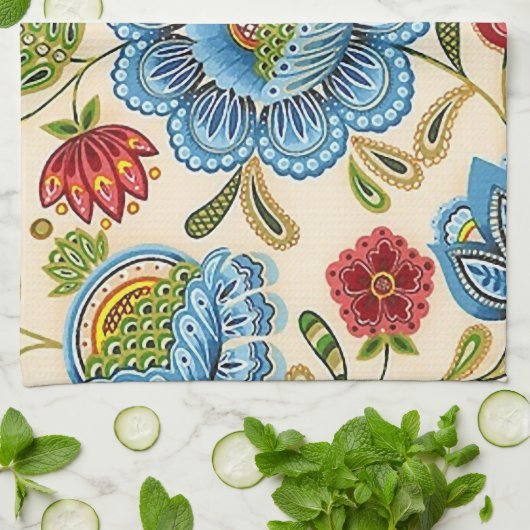 Paisley  Retro Floral Indian Pattern Theedoek (Gevouwen)