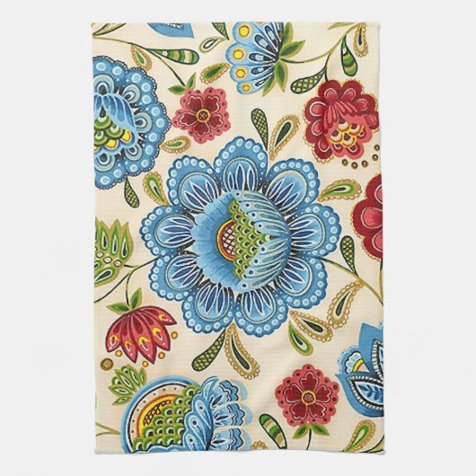 Paisley  Retro Floral Indian Pattern Theedoek (Verticaal)