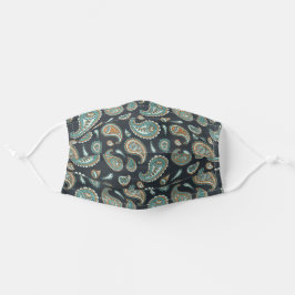 Paisley Retro Sinaasappel Blauw Groen Patroon Stoffen Mondkapje