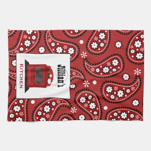 Paisley & Retro Stove Persoonlijke keukenhanddoeke Theedoek (Horizontaal)