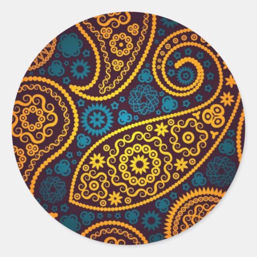Paisley Ronde Sticker (Voorkant)