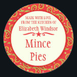 Paisley rood groen cookie swap bakken cadeau stick ronde sticker<br><div class="desc">Schattigee rode en groene gestreepte stickers, ideaal voor kerstkoekjesruilfeesten of voor het verkopen van uw zelfgemaakte gehaktaarten en andere gebakken producten op boerenmarkten en ambachtelijke beurzen rond Kersttijd. Gebruik deze stickers om je kerstcadeaus die je anderen geeft of voor de gunsten van kinderen aan familie en vrienden te verzegelen. Momenteel...</div>
