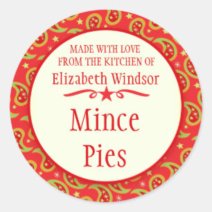 Paisley rood groen cookie swap bakken cadeau stick ronde sticker