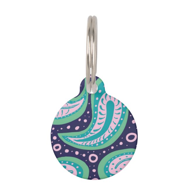  Paisley Round Pet Tag Huisdierpenning (Voorkant)
