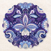 Paisley Royal Blue Coaster Kartonnen Onderzetters (Voorkant)