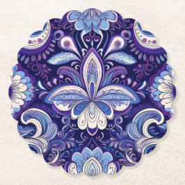 Paisley Royal Blue Coaster Kartonnen Onderzetters