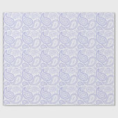 Paisley Royal Blue op White Wrapping Paper Cadeaupapier (Vlak)